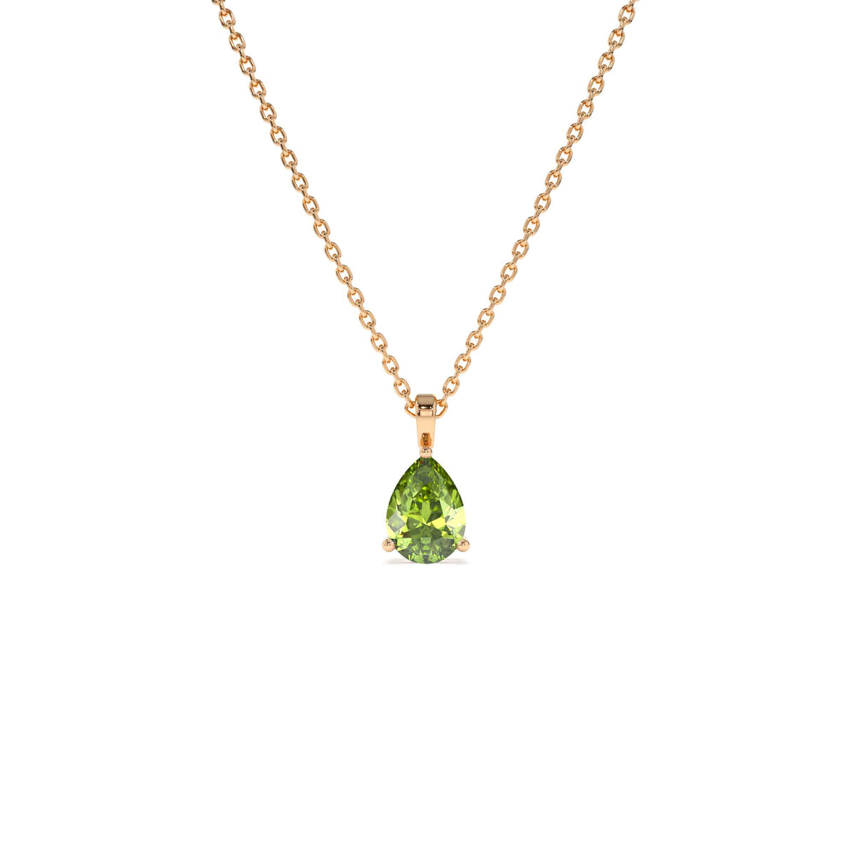 Pear Shape Peridot Solitaire Necklace in 14K Gold — view 4