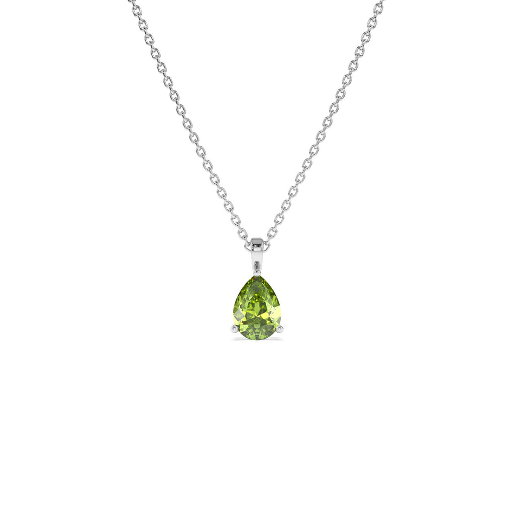 Pear Shape Peridot Solitaire Necklace in 14K Gold — view 3