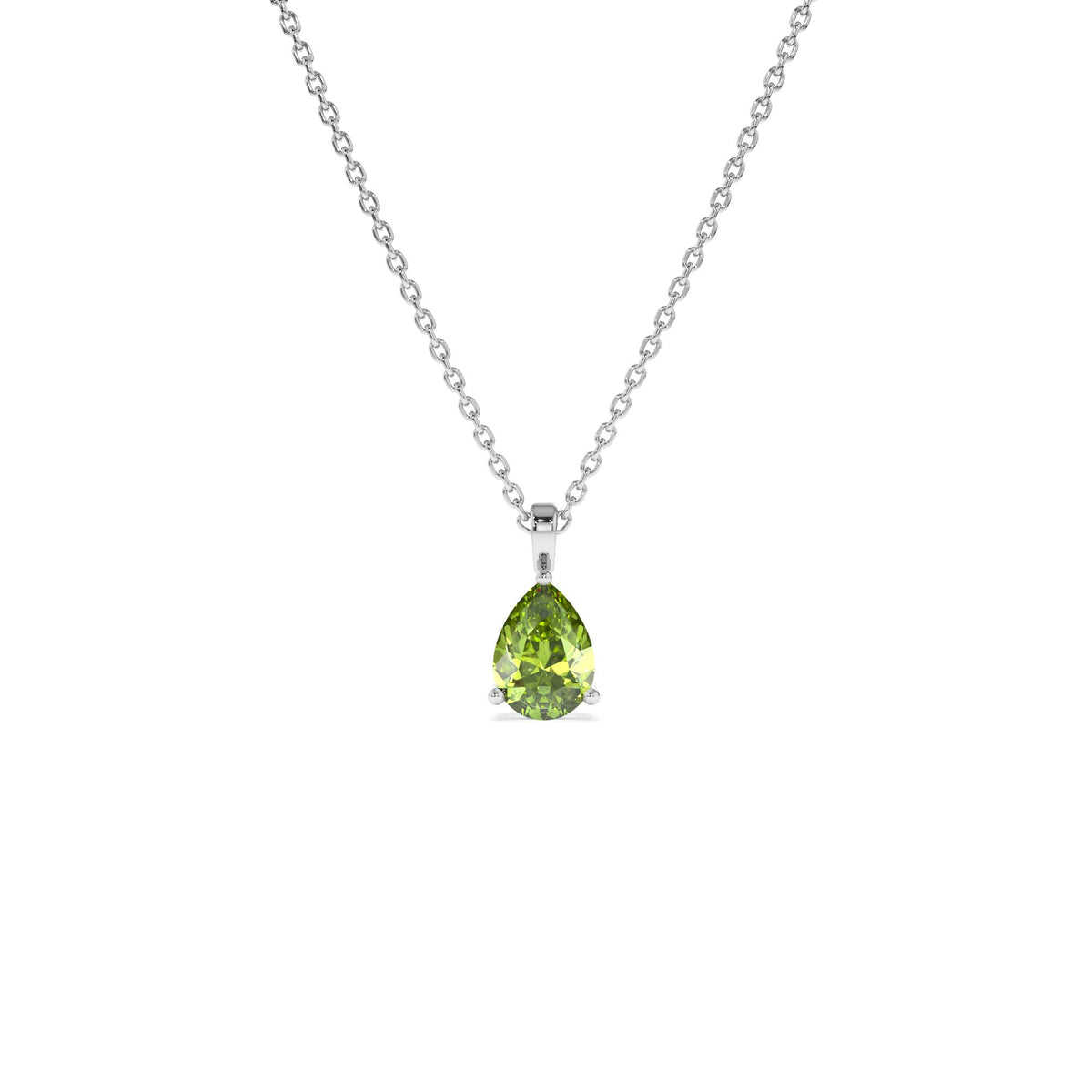 Pear Shape Peridot Solitaire Necklace in 14K Gold — view 3
