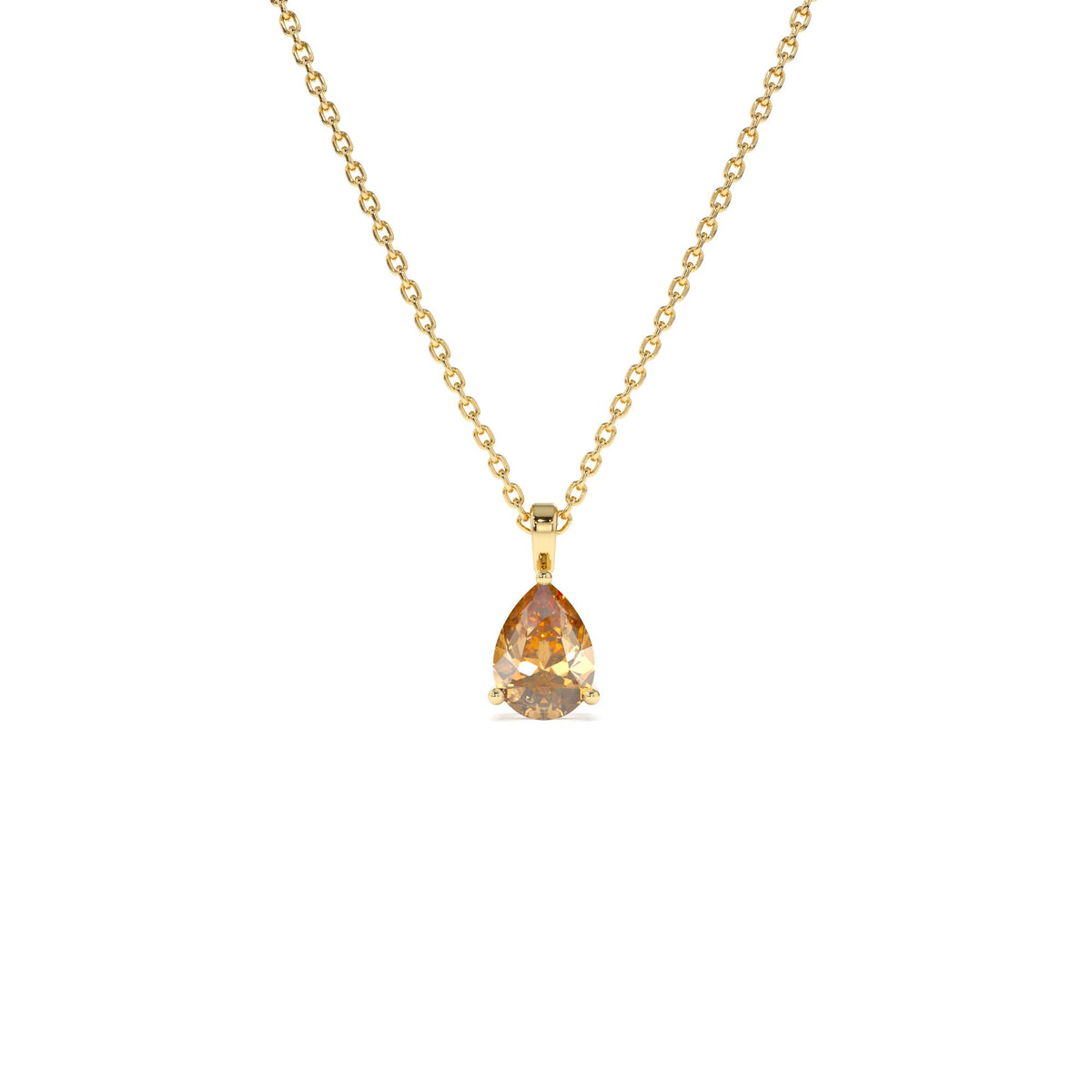 Pear Shape Citrine Solitaire Necklace in 14K Gold — view 1