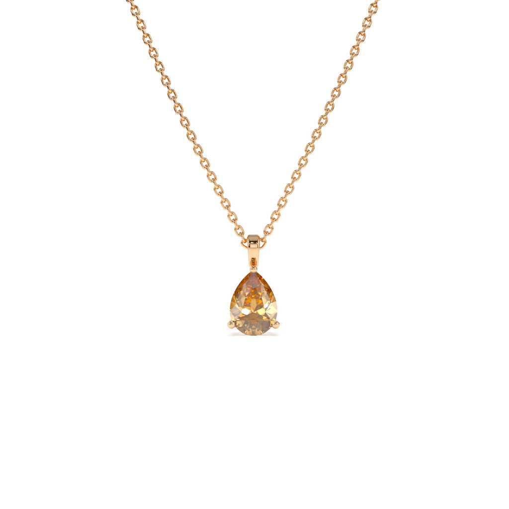 Pear Shape Citrine Solitaire Necklace in 14K Gold — view 4