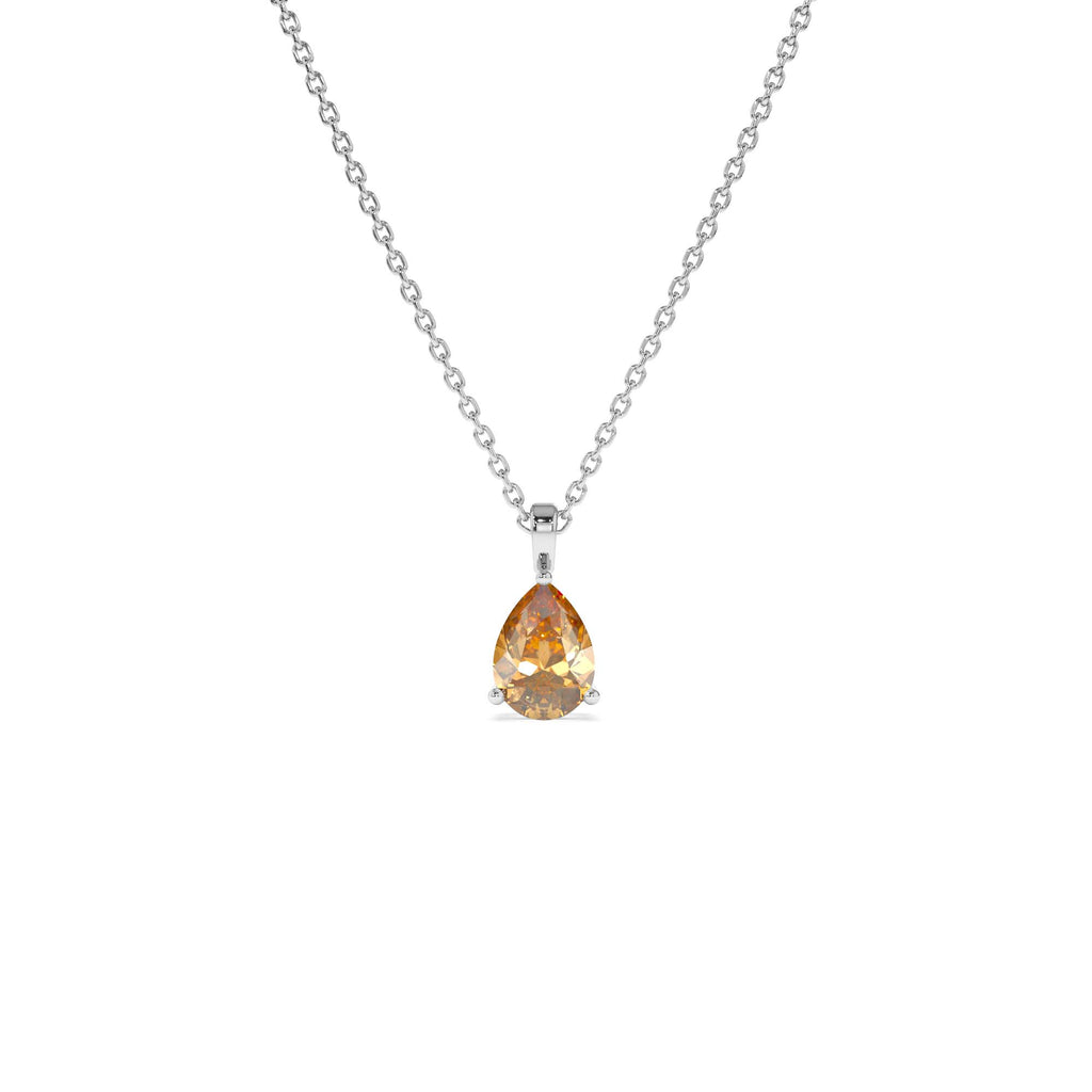 Pear Shape Citrine Solitaire Necklace in 14K Gold — view 3