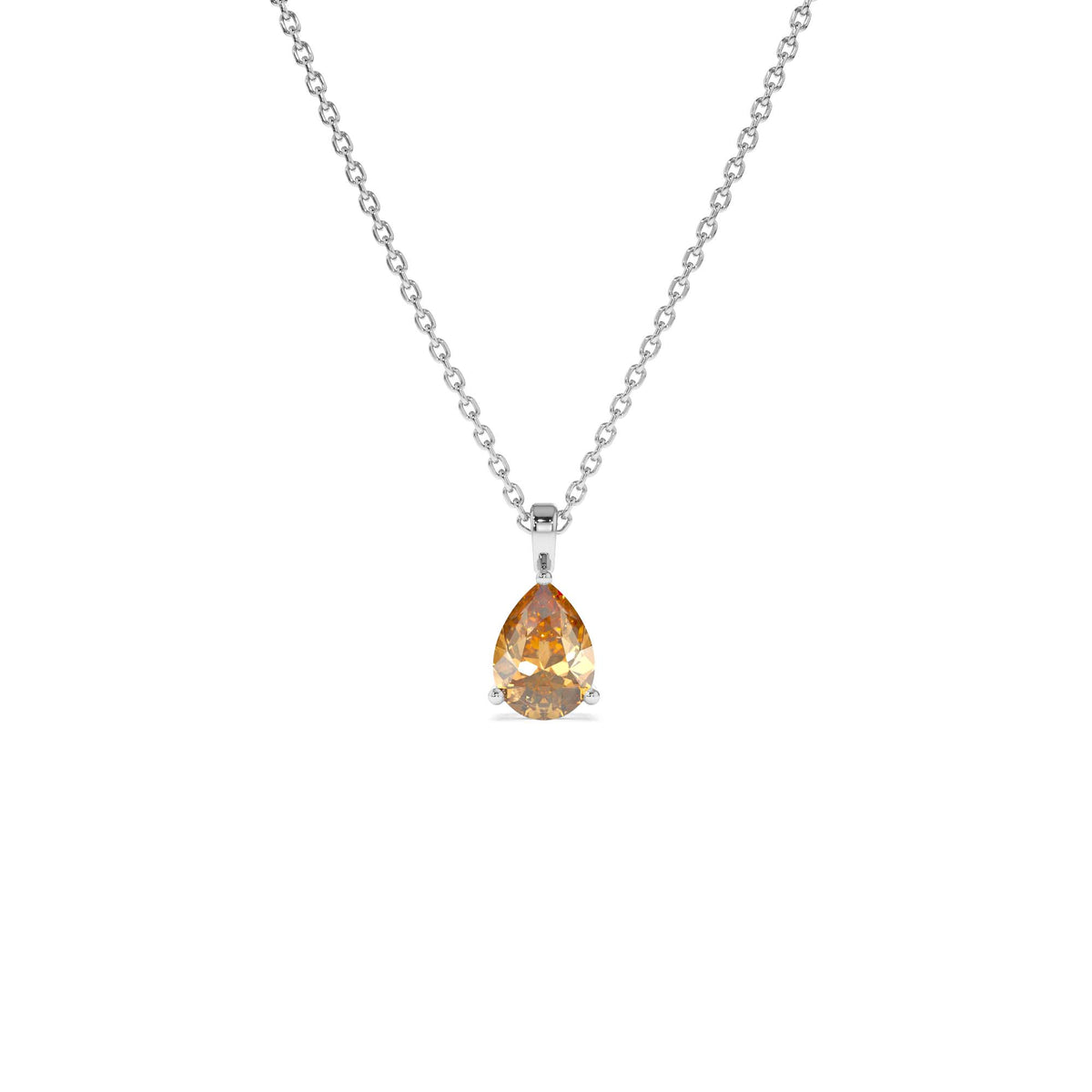 Pear Shape Citrine Solitaire Necklace in 14K Gold — view 3