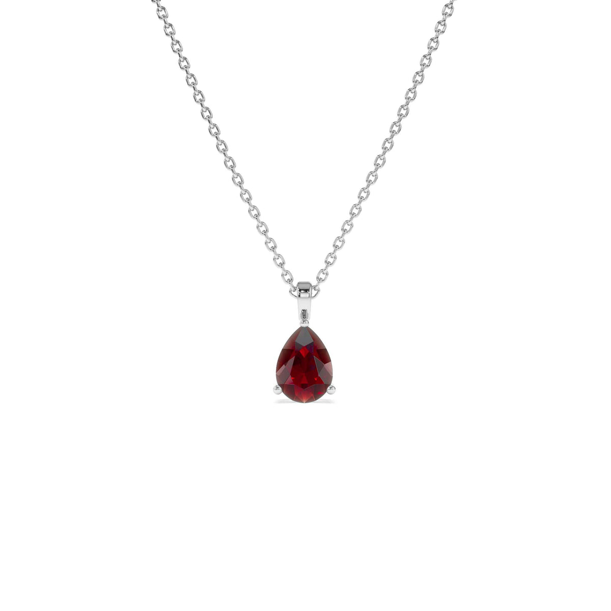 Pear Shape Garnet Solitaire Necklace in 14K Gold — view 3