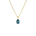 Pear Shape London Blue Topaz Solitaire Necklace in 14K Gold — view 1