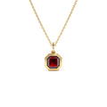 Asscher Cut Bezel Set Garnet Necklace in 14K Gold — view 1