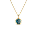 Asscher Cut Bezel Set London Blue Topaz Necklace in 14K Gold — view 1