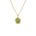 Asscher Cut Bezel Set Peridot Necklace in 14K Gold — view 1
