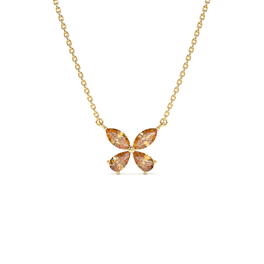 Citrine Butterfly Necklace in 14K Gold — view 1