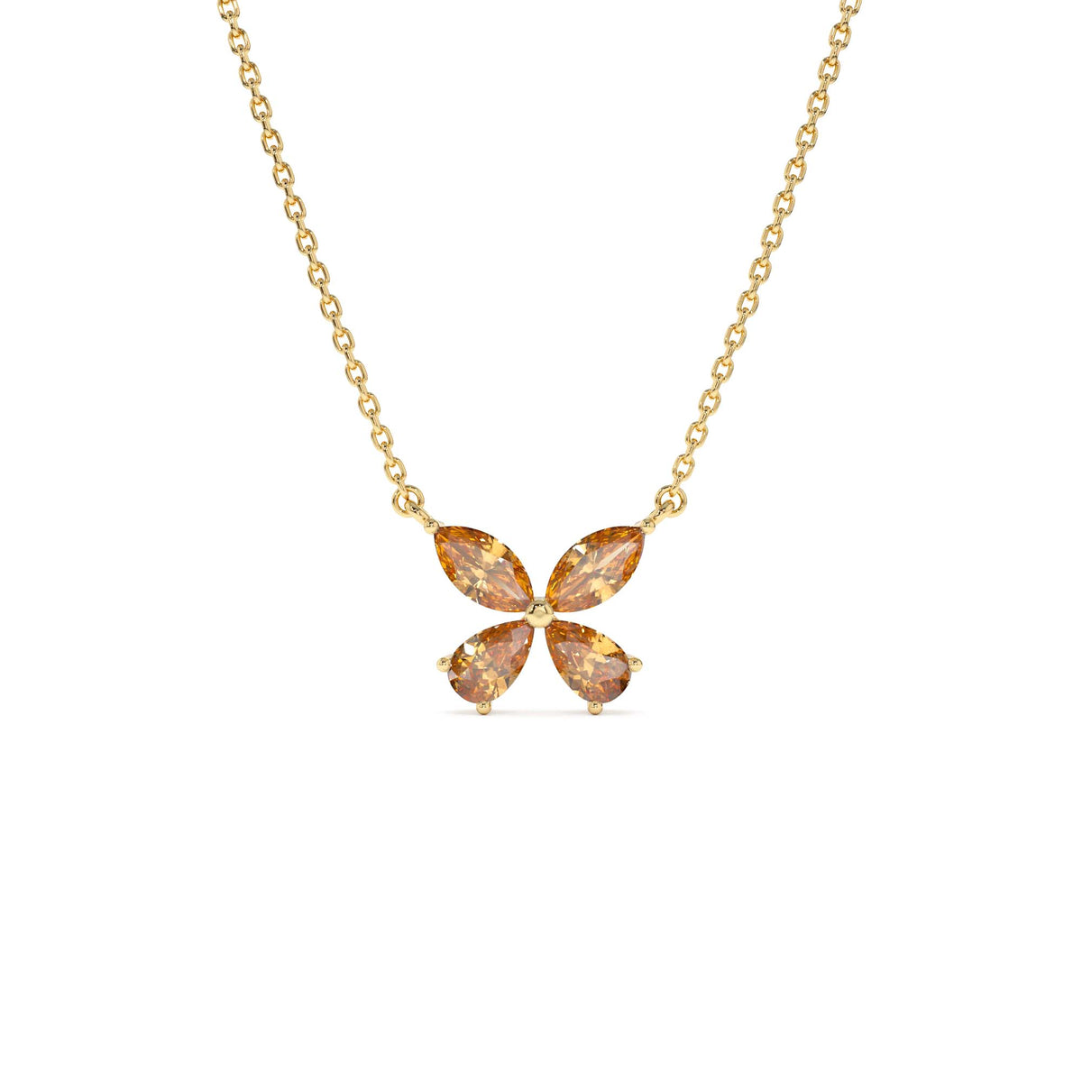 Citrine Butterfly Necklace in 14K Gold — view 1