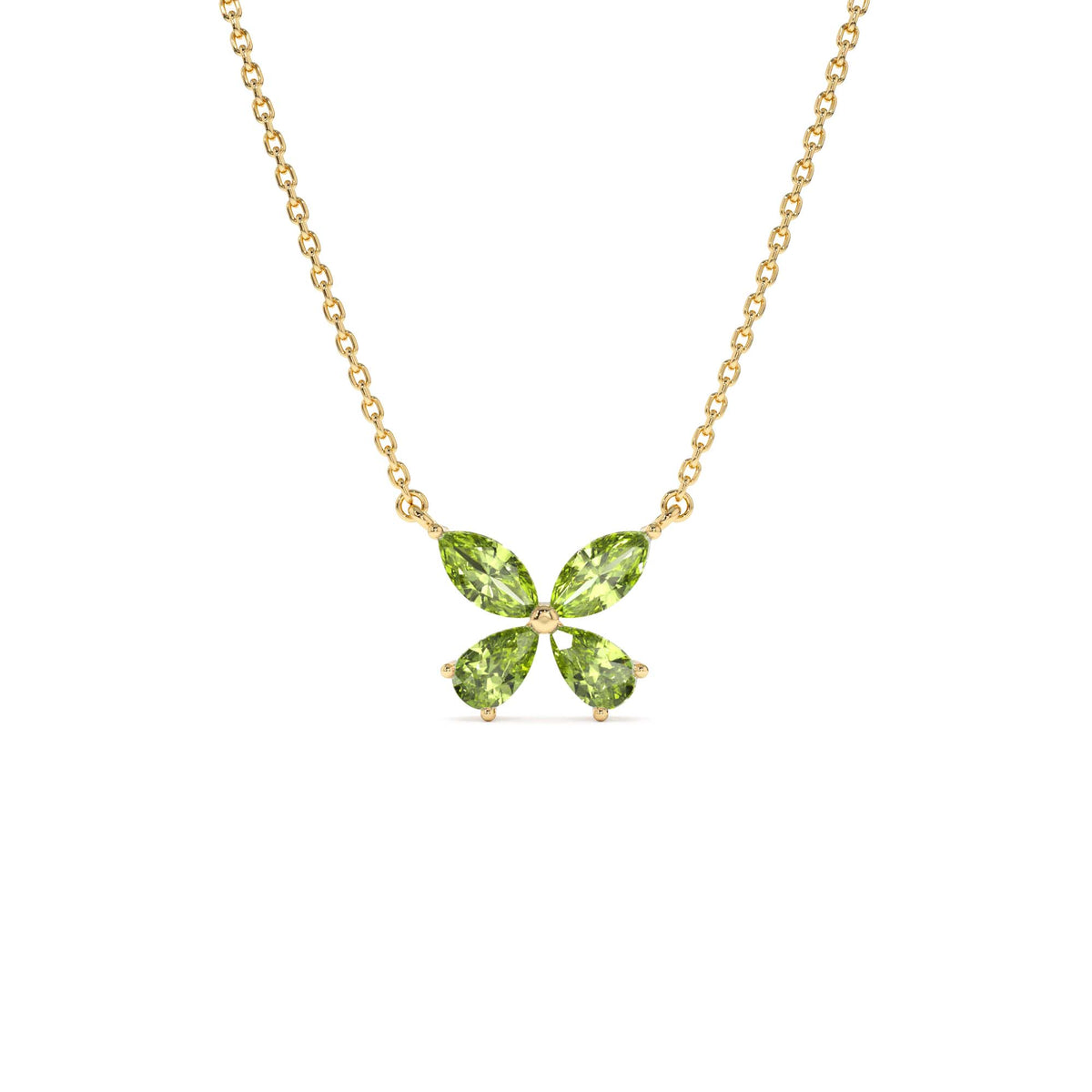 Peridot Butterfly Necklace in 14K Gold — view 1