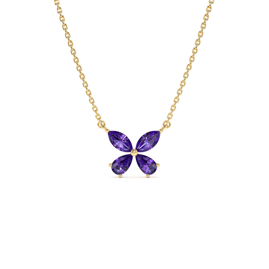 Amethyst Butterfly Necklace in 14K Gold — view 1