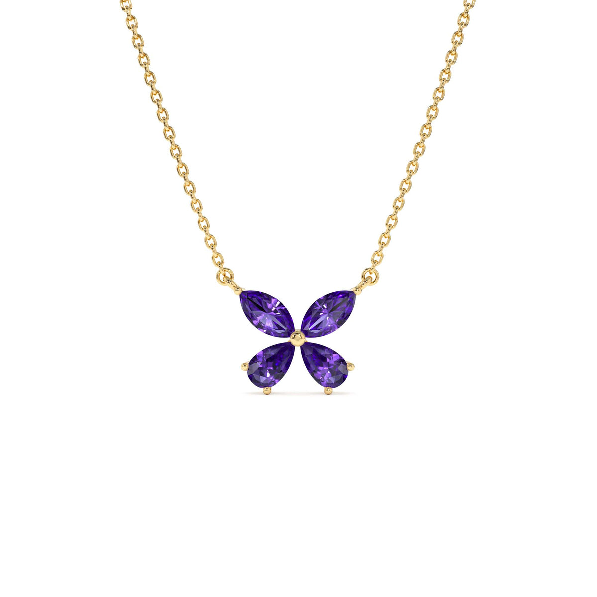 Amethyst Butterfly Necklace in 14K Gold — view 1