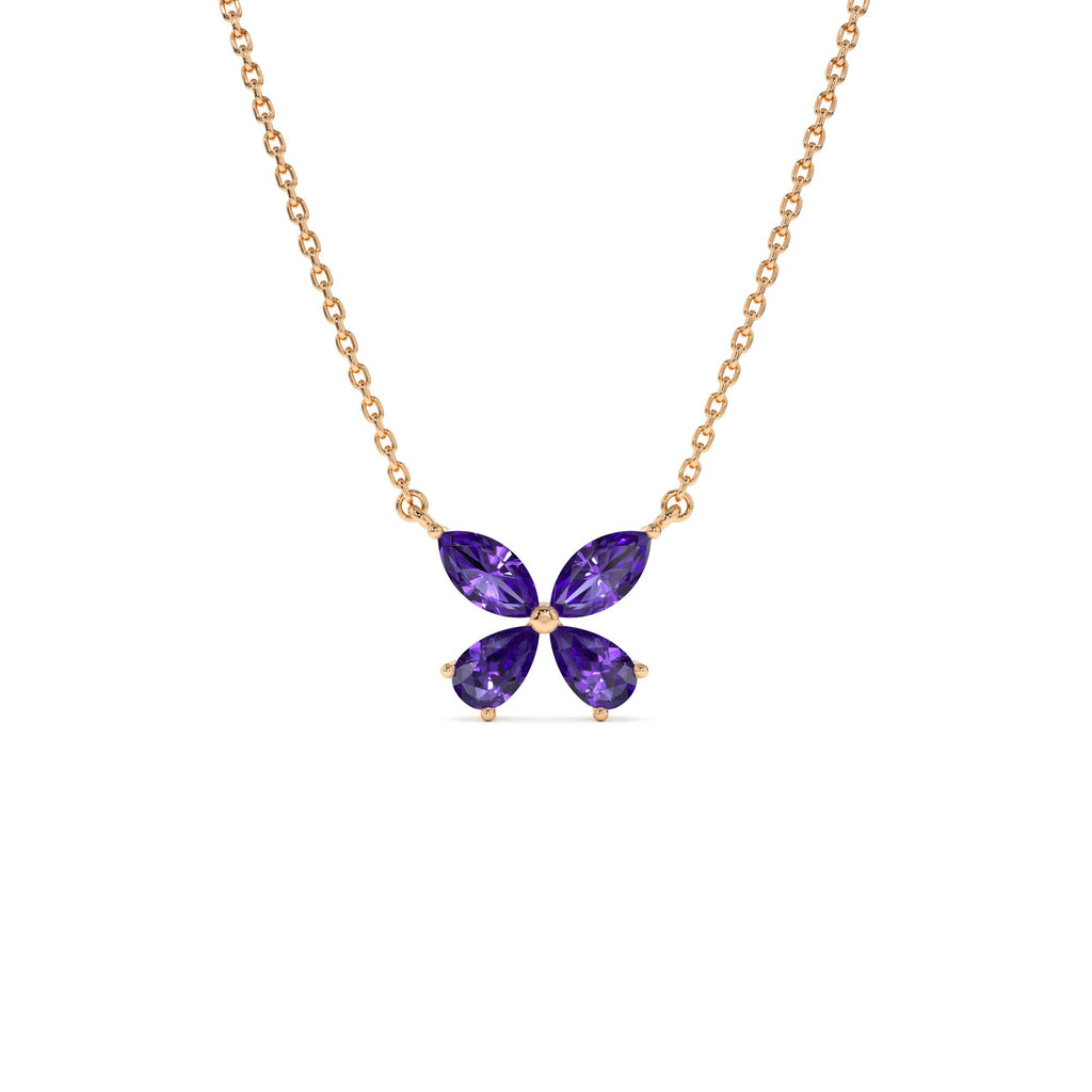 Amethyst Butterfly Necklace in 14K Gold — view 3