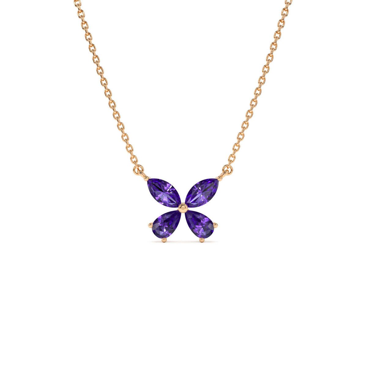 Amethyst Butterfly Necklace in 14K Gold — view 3
