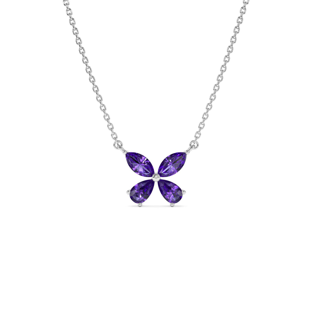 Amethyst Butterfly Necklace in 14K Gold — view 2