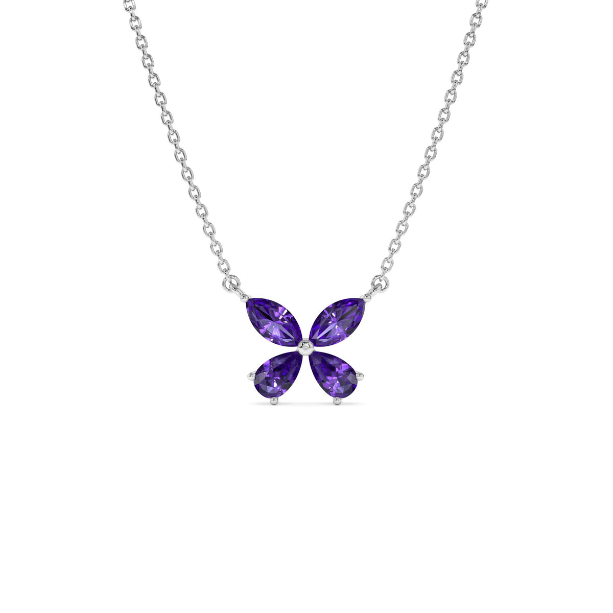Amethyst Butterfly Necklace in 14K Gold — view 2