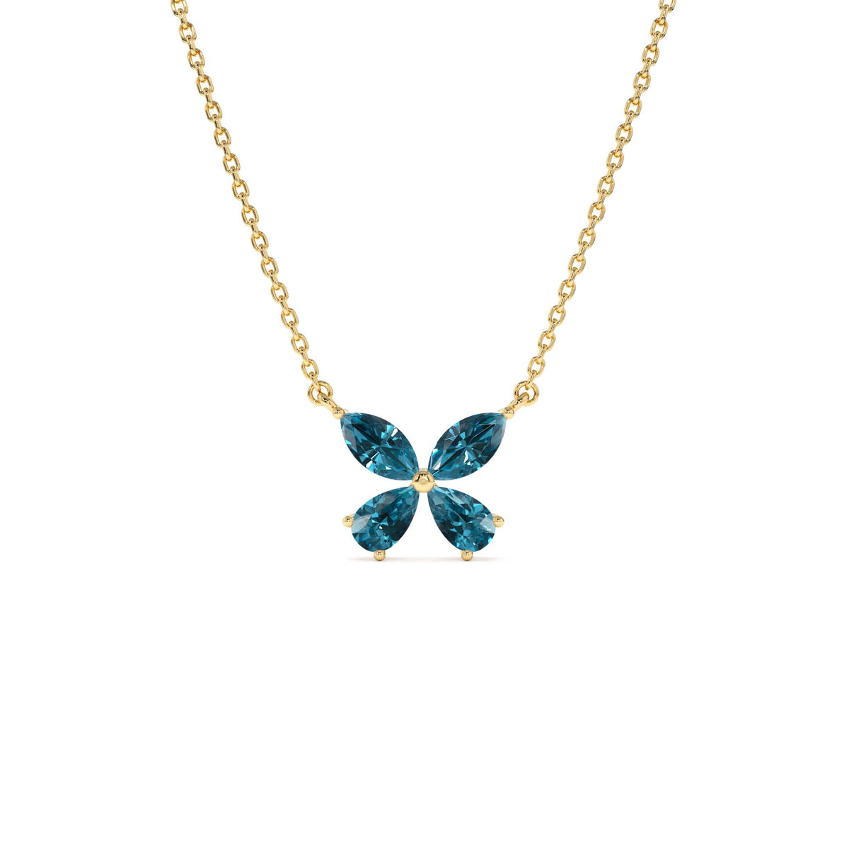 London Blue Topaz Butterfly Necklace in 14K Gold — view 1