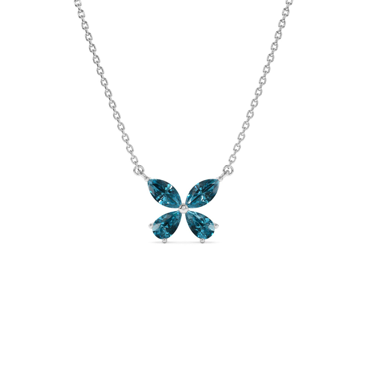 London Blue Topaz Butterfly Necklace in 14K Gold — view 2