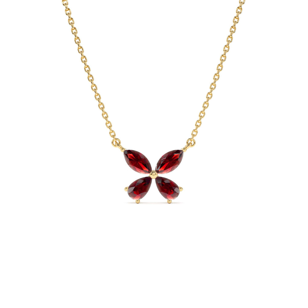 Garnet Butterfly Necklace in 14K Gold — view 1