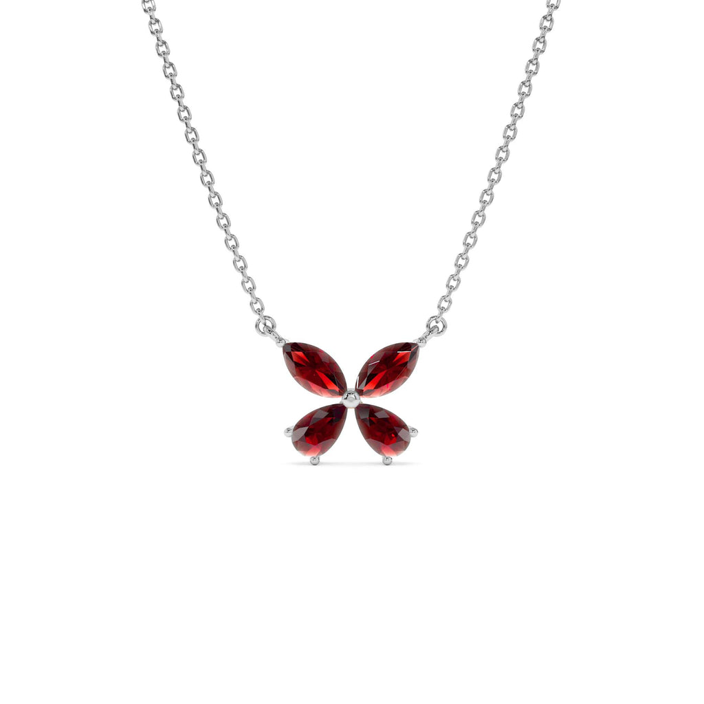 Garnet Butterfly Necklace in 14K Gold — view 2