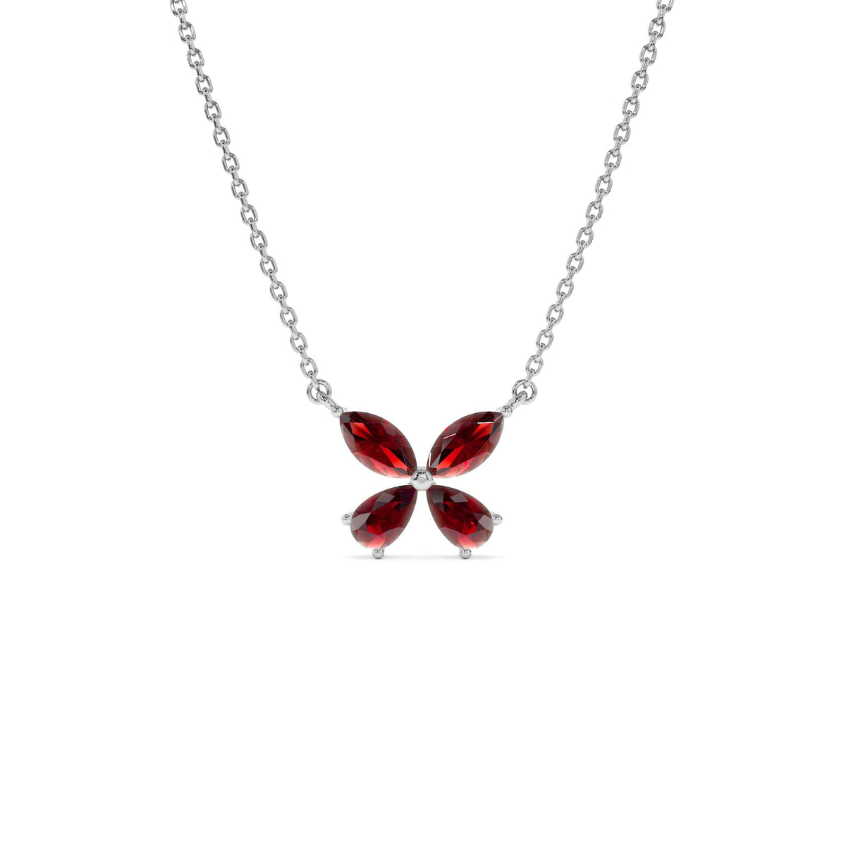 Garnet Butterfly Necklace in 14K Gold — view 2