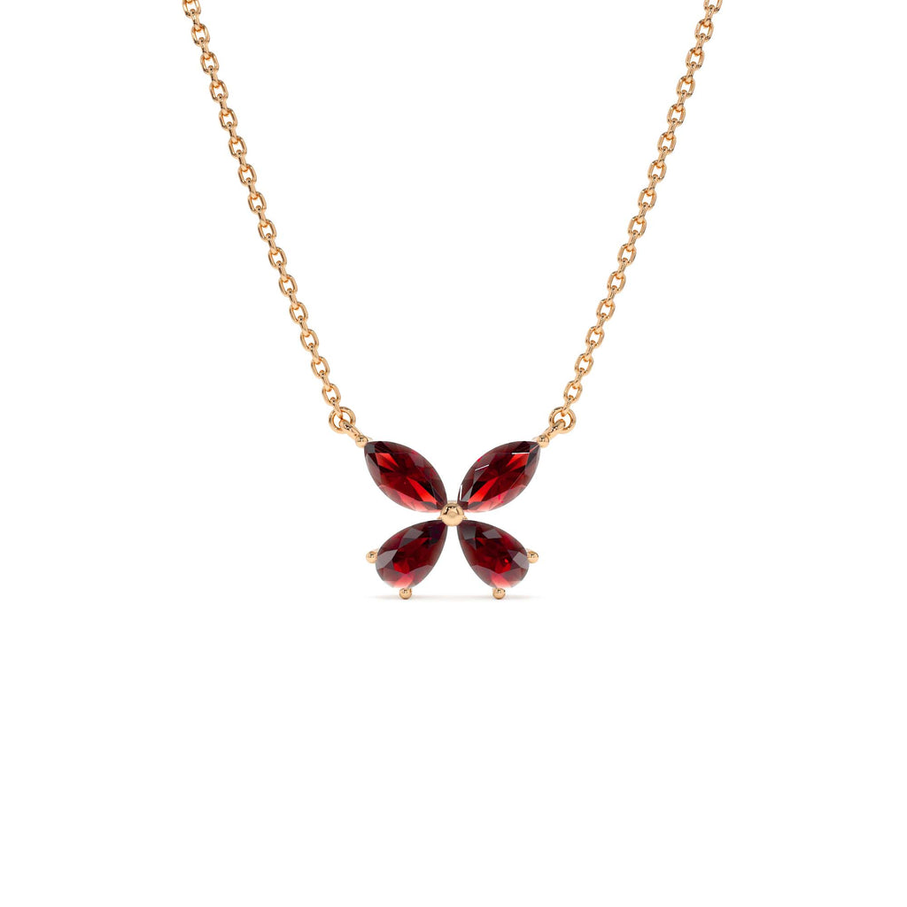 Garnet Butterfly Necklace in 14K Gold — view 3