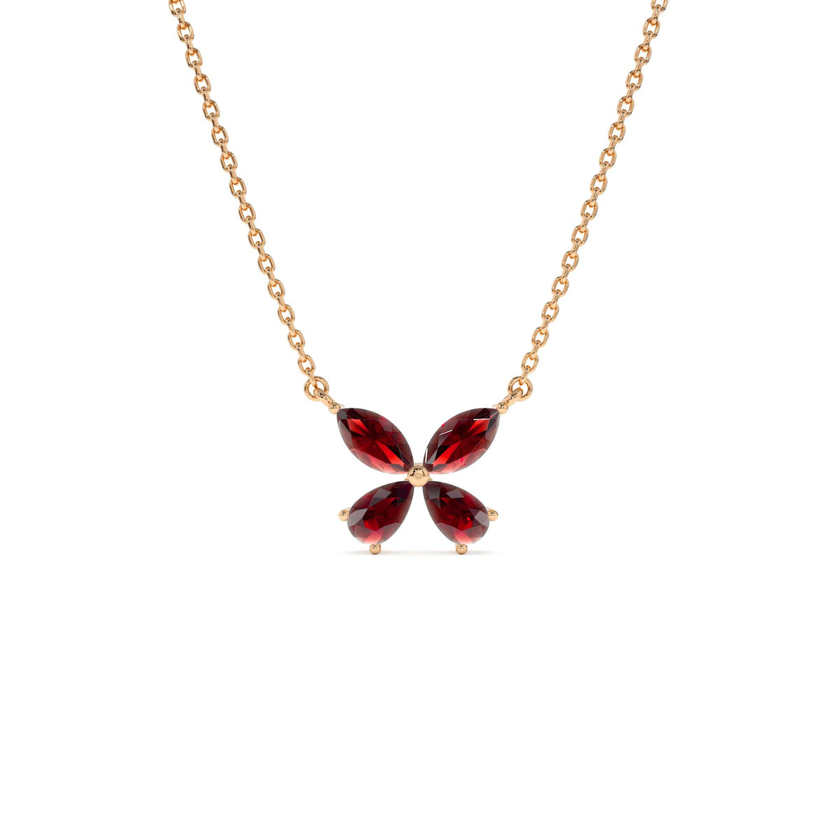 Garnet Butterfly Necklace in 14K Gold — view 3