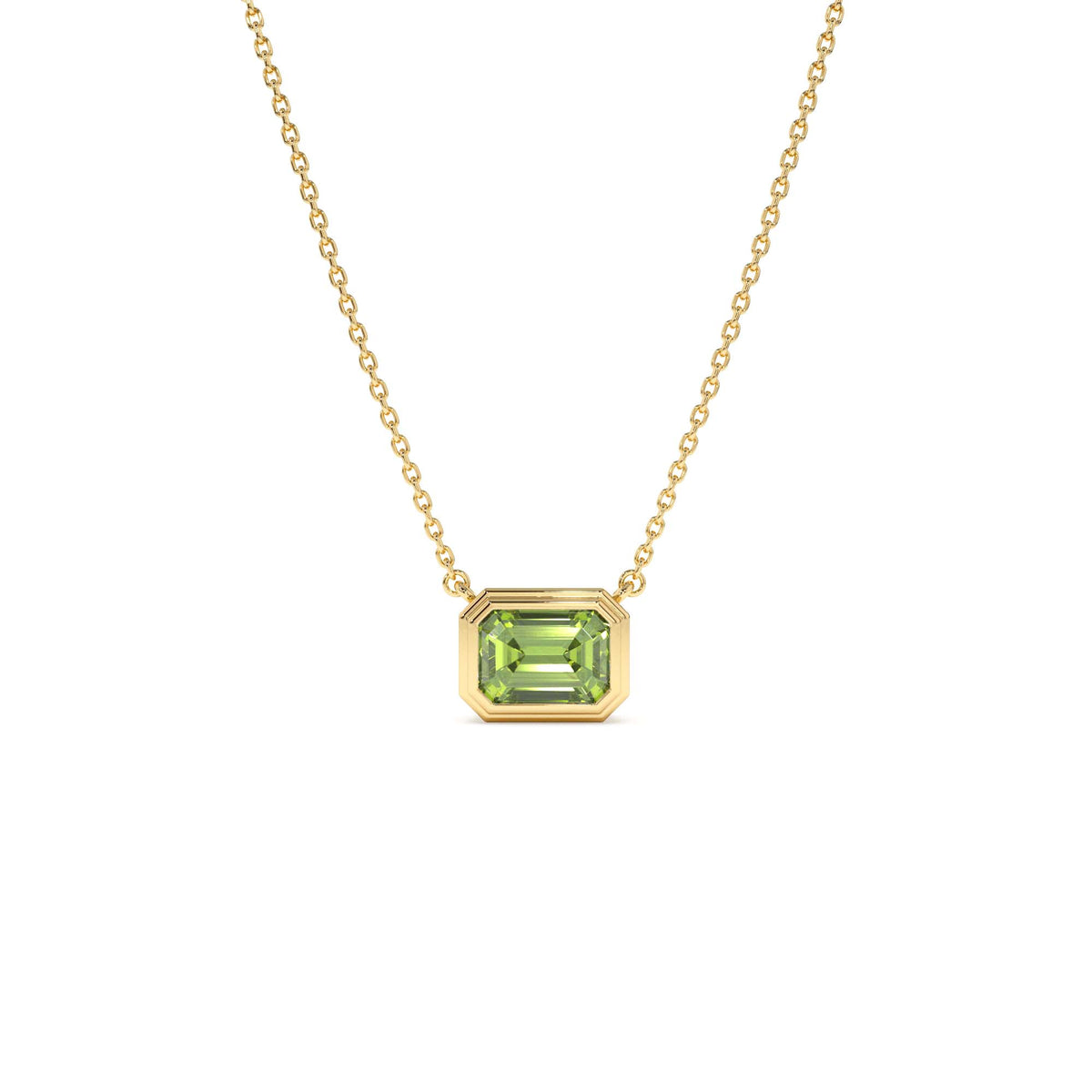 1.15 CTW Emerald Cut Bezel Setting Peridot in 14K Gold — view 1