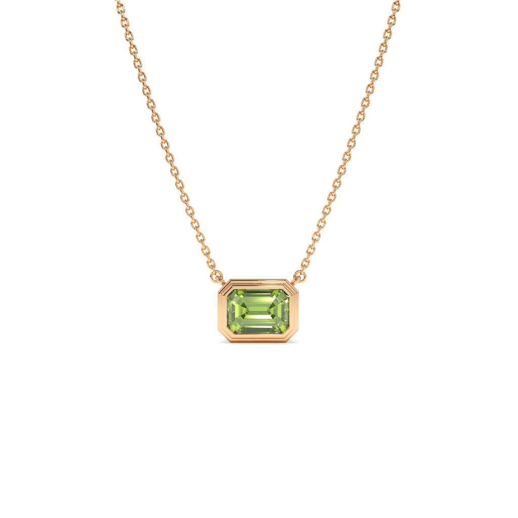 1.15 CTW Emerald Cut Bezel Setting Peridot in 14K Gold — view 3