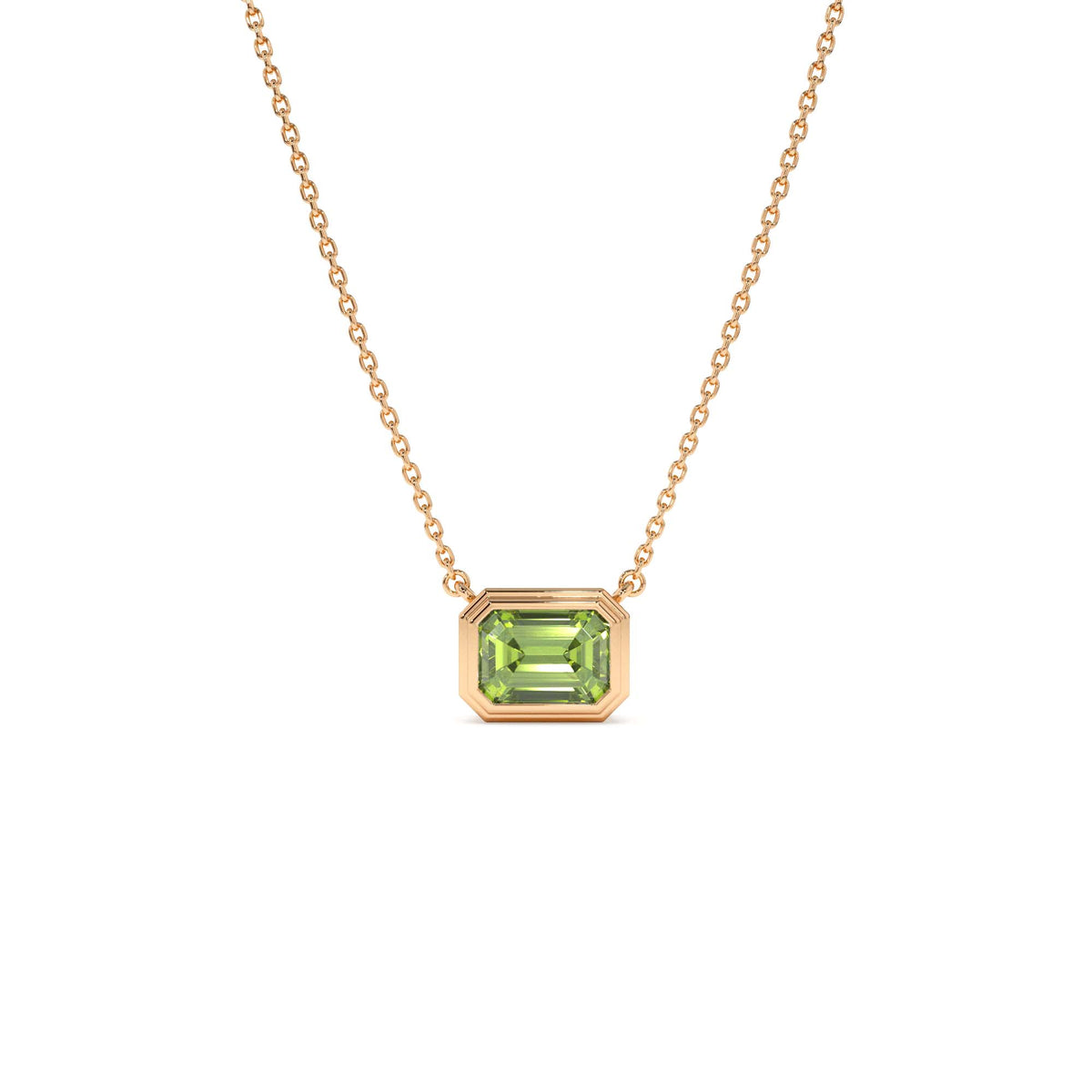 1.15 CTW Emerald Cut Bezel Setting Peridot in 14K Gold — view 3