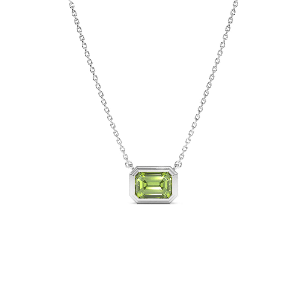 1.15 CTW Emerald Cut Bezel Setting Peridot in 14K Gold — view 2