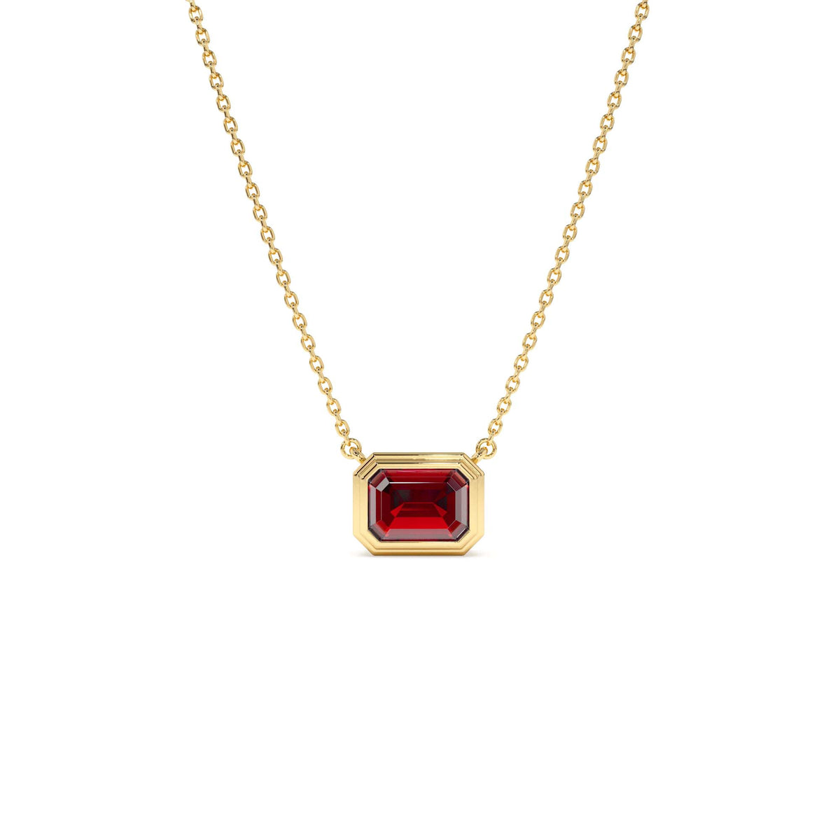 0.95 CTW Emerald Cut Bezel Setting Garnet in 14K Gold — view 1