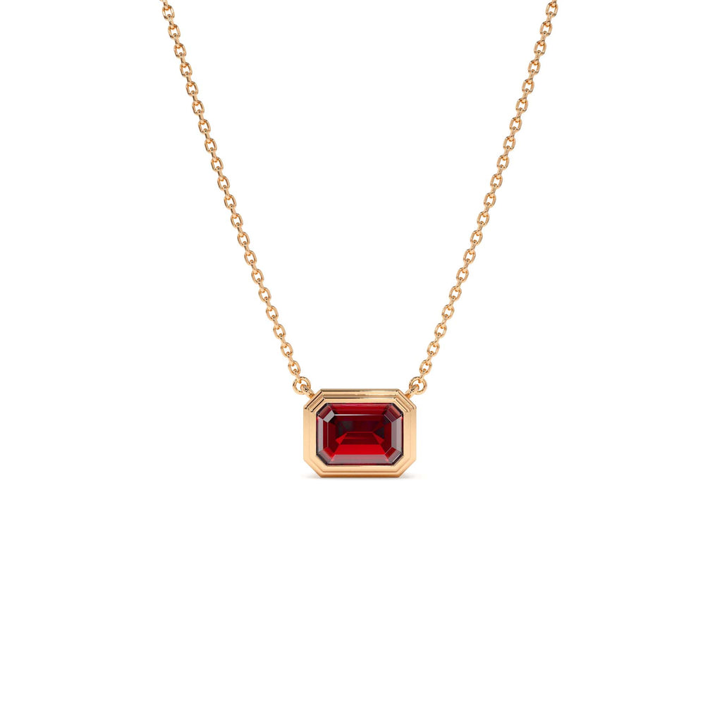 0.95 CTW Emerald Cut Bezel Setting Garnet in 14K Gold — view 3