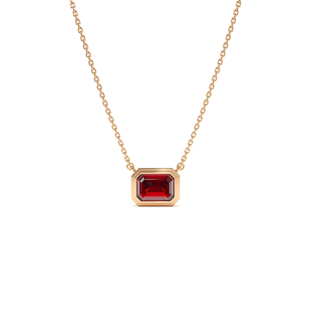 0.95 CTW Emerald Cut Bezel Setting Garnet in 14K Gold — view 3