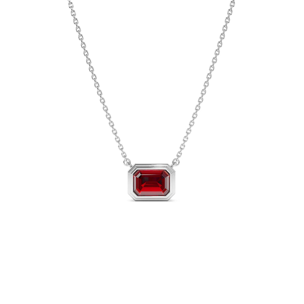 0.95 CTW Emerald Cut Bezel Setting Garnet in 14K Gold — view 2