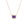 0.95 CTW Emerald Cut Bezel Setting Amethyst in 14K Gold — view 1