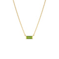 Baguette Peridot Dainty Birthstone Necklace in 14K Gold — view 1