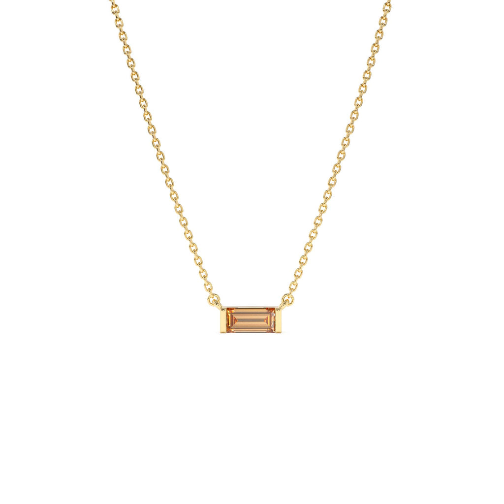 Baguette Citrine Dainty Birthstone Necklace in 14K Gold — view 1