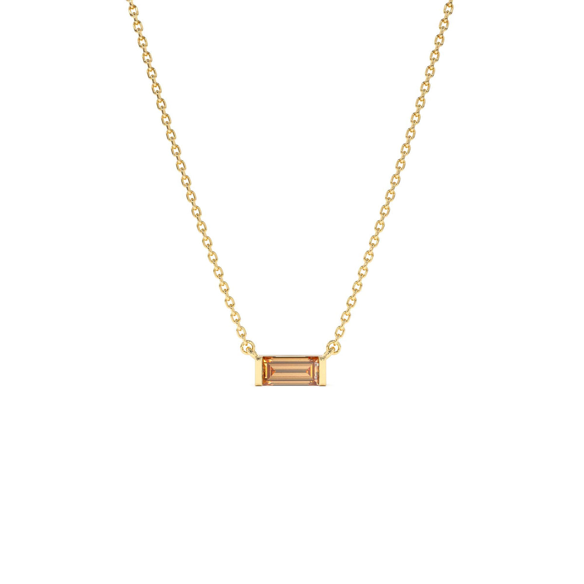 Baguette Citrine Dainty Birthstone Necklace in 14K Gold — view 1