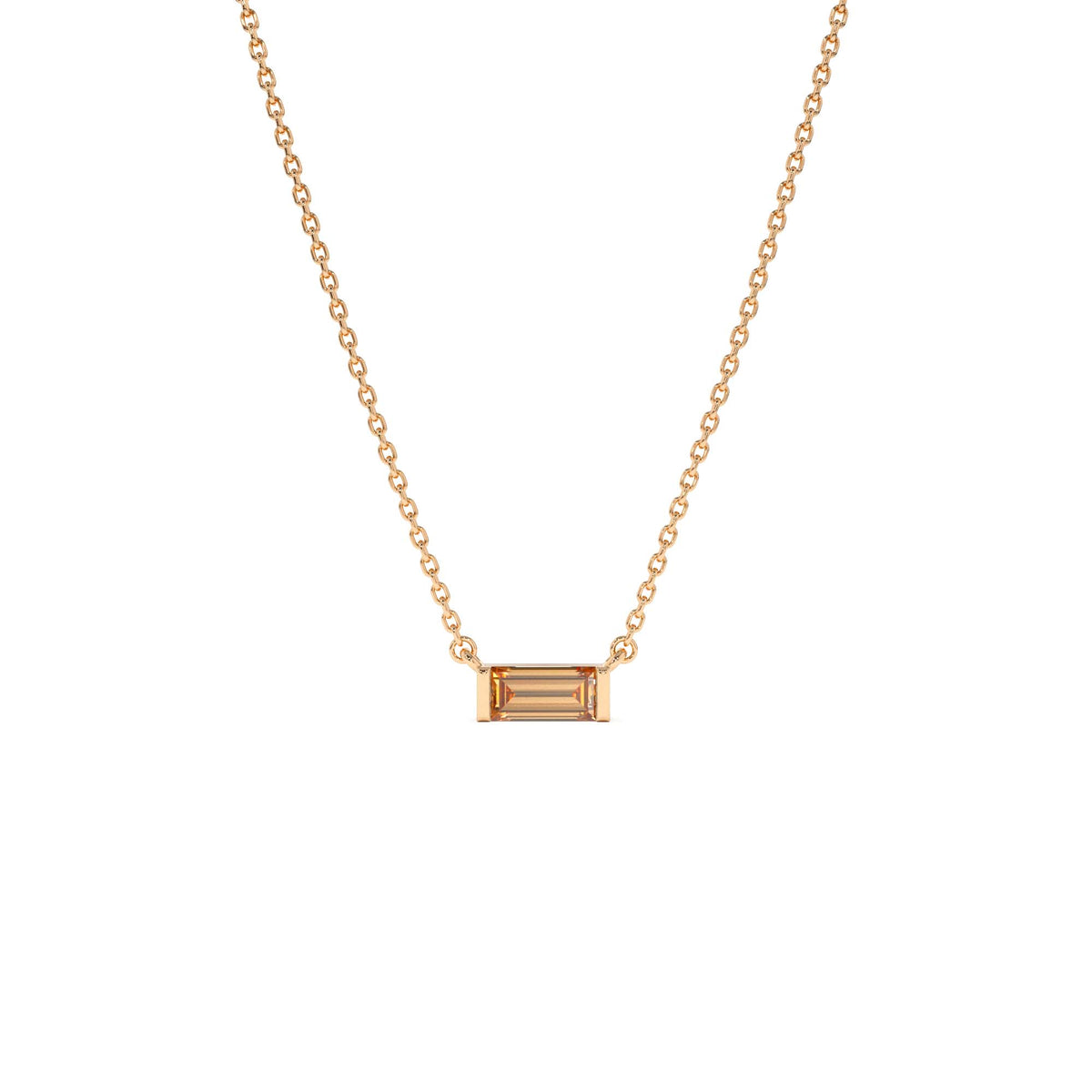 Baguette Citrine Dainty Birthstone Necklace in 14K Gold — view 4