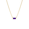 Baguette Amethyst Dainty Birthstone Necklace in 14K Gold — view 1