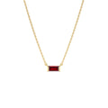 Baguette Garnet Dainty Birthstone Necklace in 14K Gold — view 1