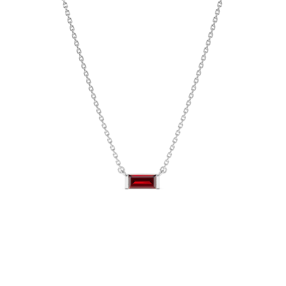 Baguette Garnet Dainty Birthstone Necklace in 14K Gold — view 2