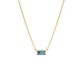 Baguette London Blue Topaz Dainty Birthstone Necklace in 14K Gold — view 1