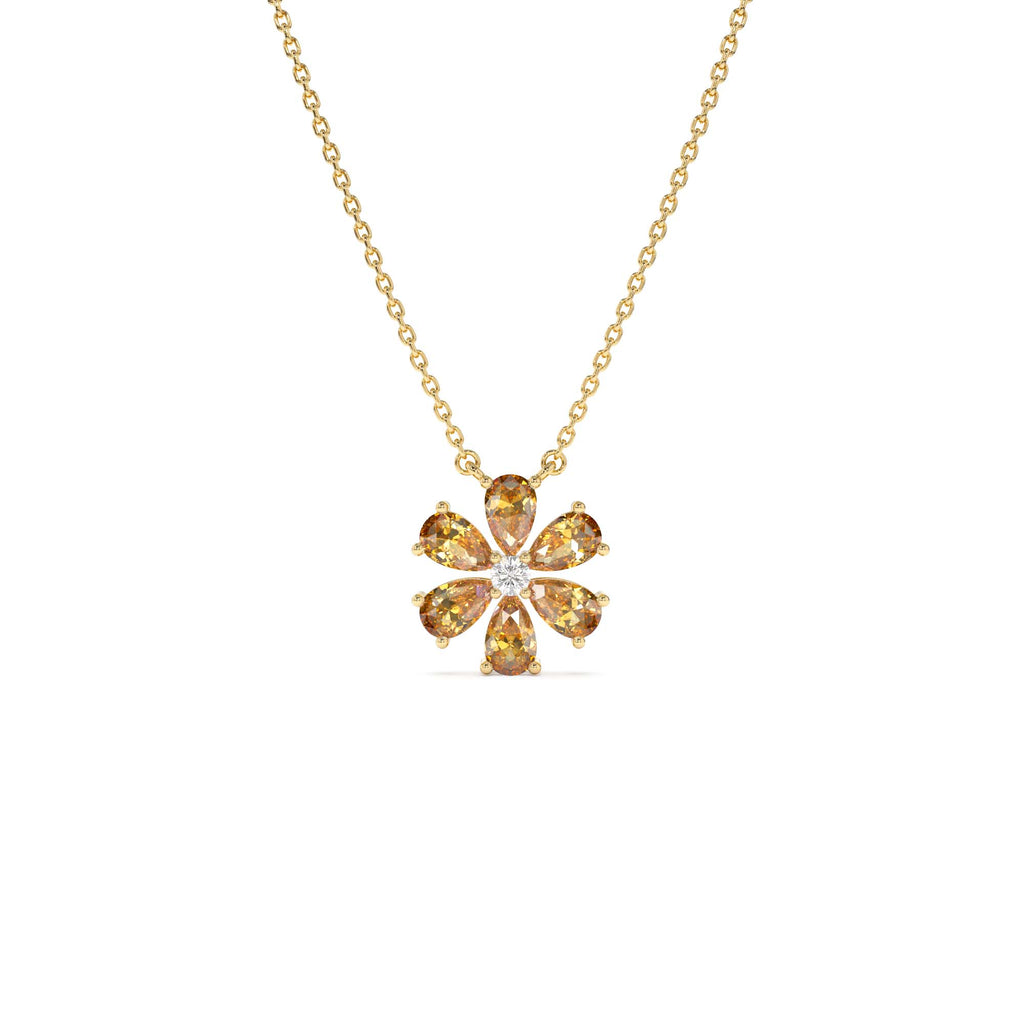 Citrine Flower Necklace in 14K Gold — view 1
