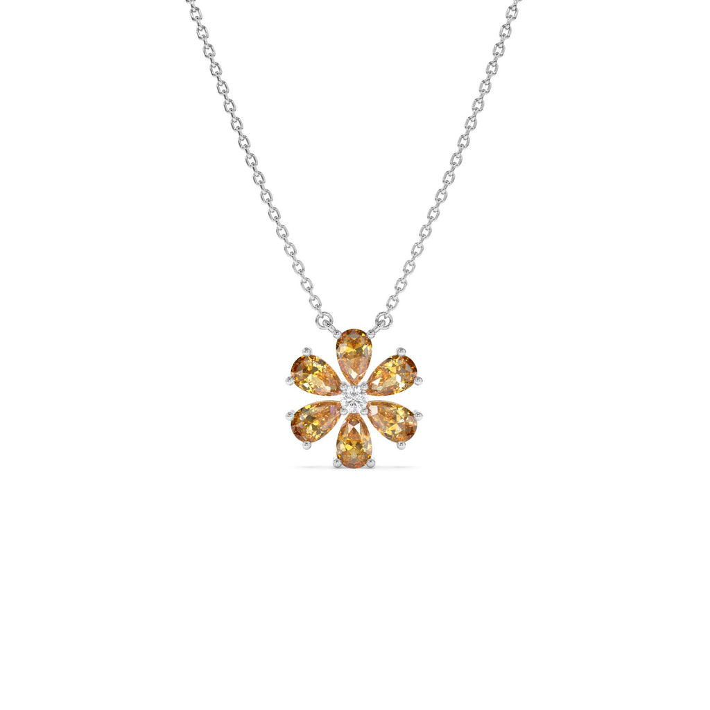 Citrine Flower Necklace in 14K Gold — view 2