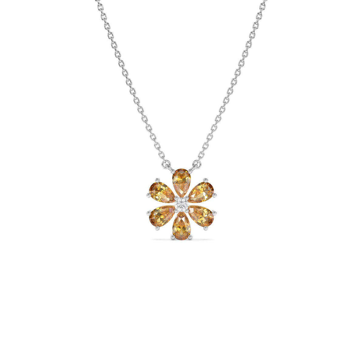 Citrine Flower Necklace in 14K Gold — view 2