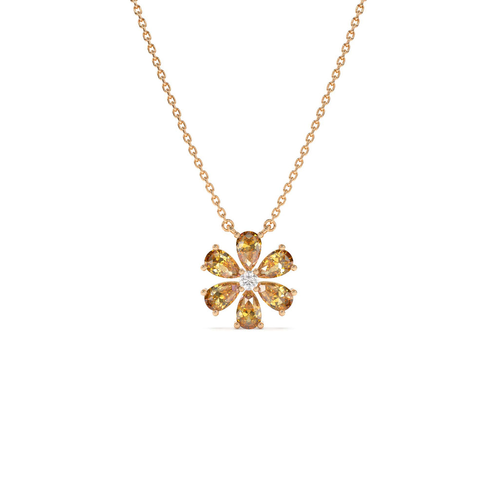 Citrine Flower Necklace in 14K Gold — view 3