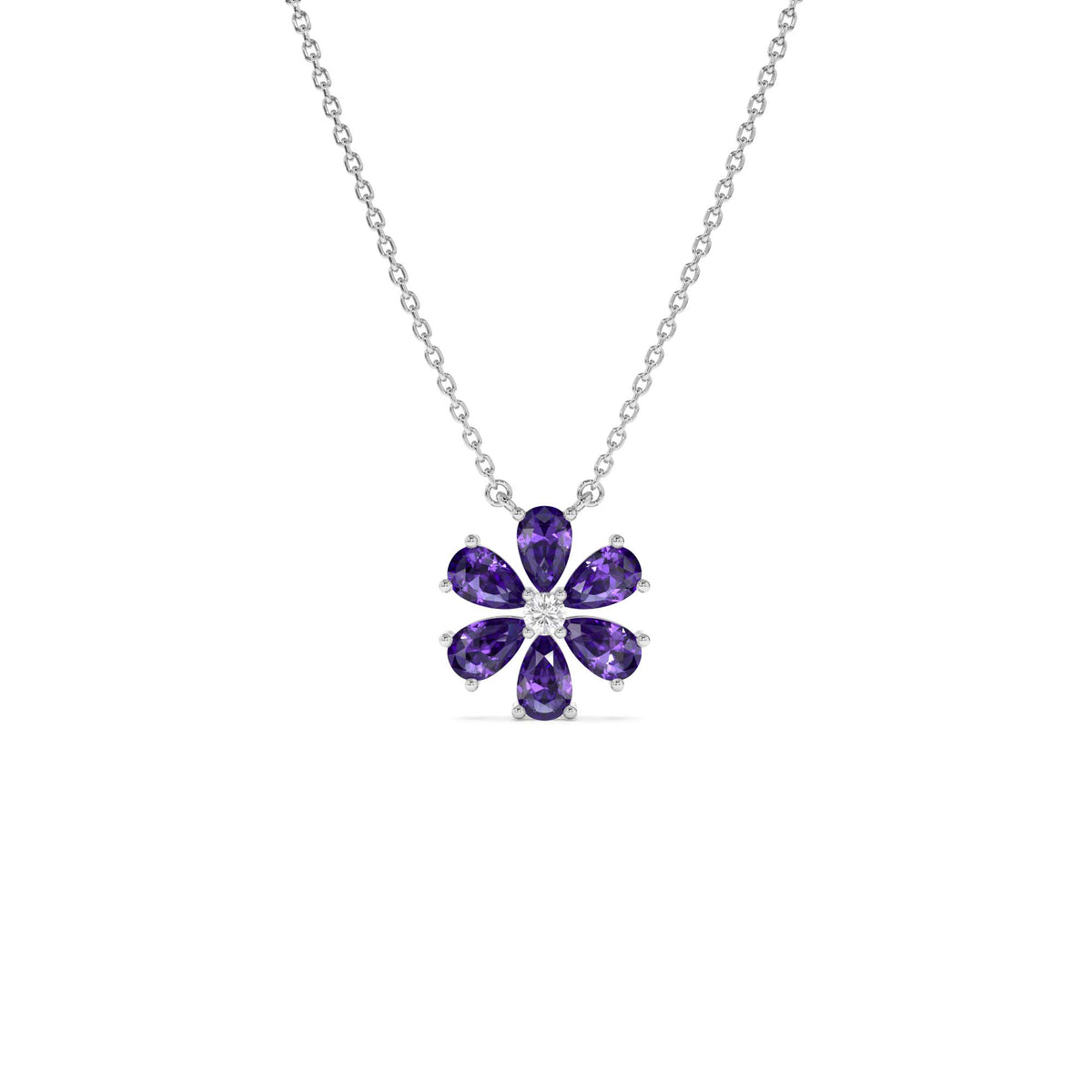 Amethyst Flower Necklace in 14K Gold — view 2